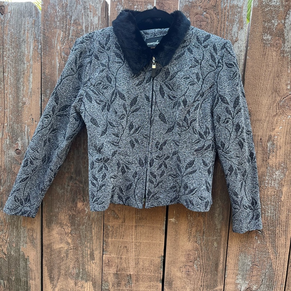 Positive Attitude Gray and Black Cropped Blazer